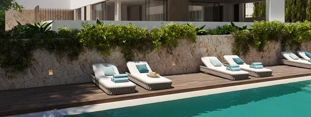 Visualisering: Poolterrass, lägenhet till salu i El Terreno, Mallorca