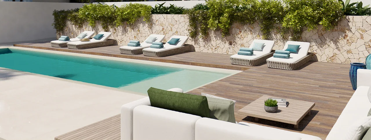 Visualisering: Poolterrass, lägenhet till salu i El Terreno, Mallorca