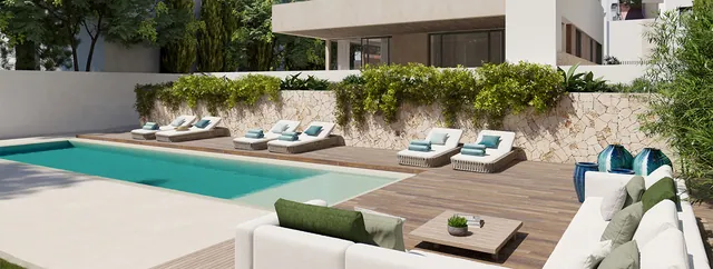 Visualisering: Poolterrass, lägenhet till salu i El Terreno, Mallorca