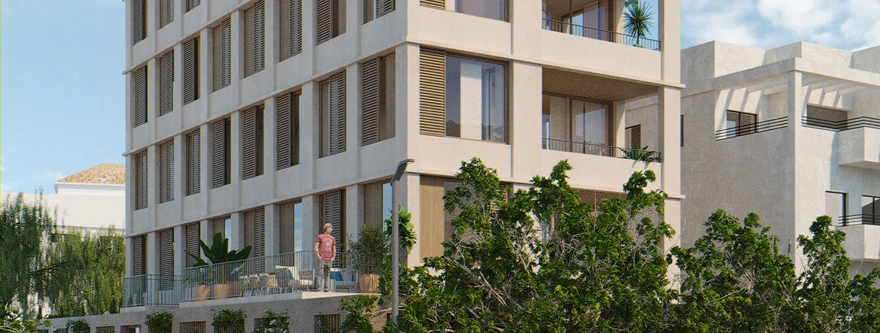 Visualisering: Fasad, lägenhet till salu i El Terreno, Mallorca