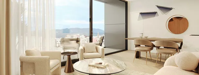 Visualisering: Vardagsrum och matplats, lägenhet till salu i Palma, Mallorca