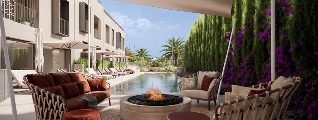 Visualisierung: Lounge im Freien mit Blick auf den Pool, Wohnung zum Kauf in Santa Catalina, Mallorca
