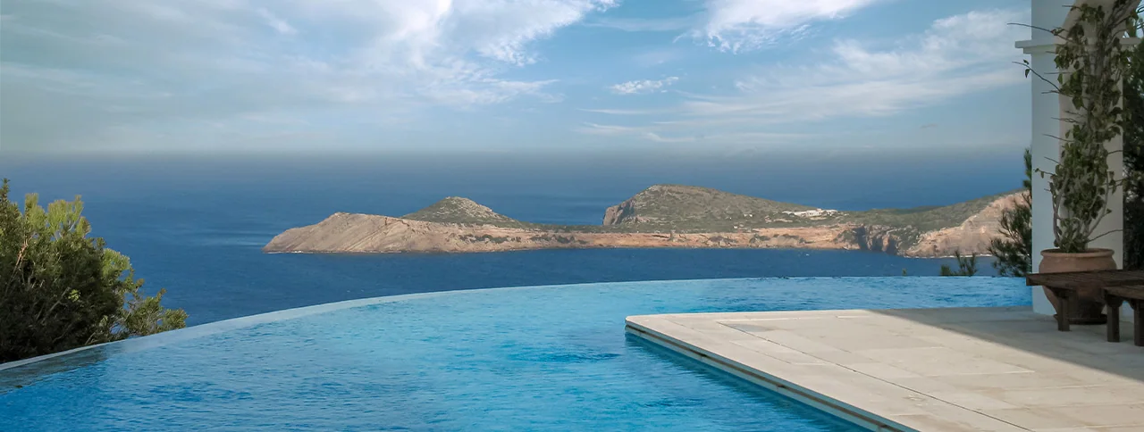 Infinitypool med havsutsikt, finca till salu i Ibiza, Mallorca