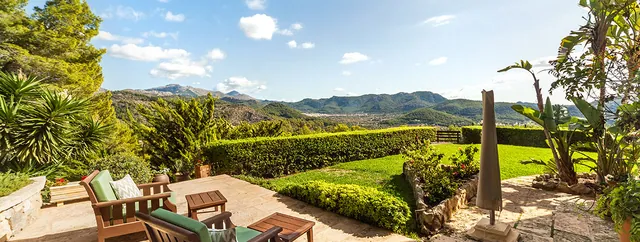 Terrass med bergsutsikt, finca till salu i Port d'Andratx, Mallorca
