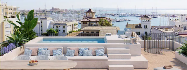 Visualisering: Takterrass med havsutsikt, takvåning till salu i El Terreno, Mallorca