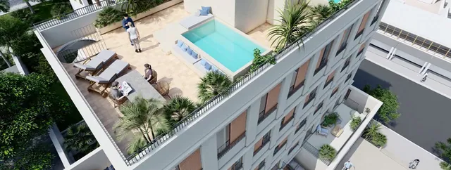Visualisering: Poolterrass, takvåning till salu i El Terreno, Mallorca