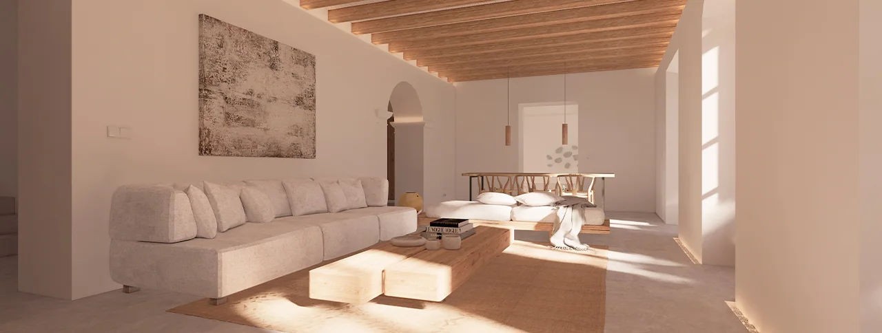 Visualisering: Vardagsrum, tomt till salu i Costitx, Mallorca