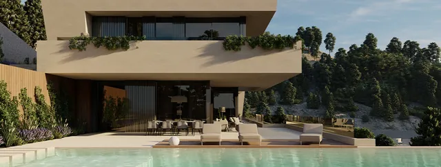 Visualisering: Poolterrass, tomt till salu i Son Vida, Mallorca