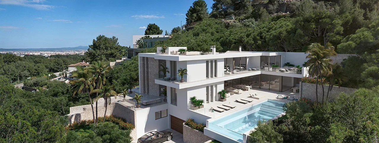 Visualisering: Flygvy, tomt till salu i Son Vida, Mallorca