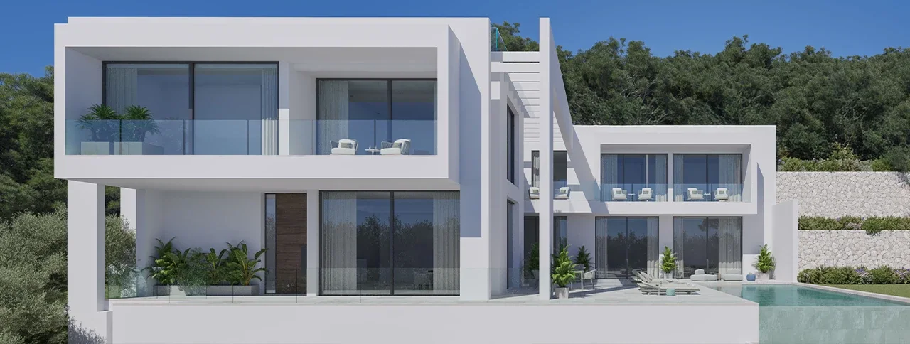 Visualisering: Fasad, tomt till salu i Son Vida, Mallorca