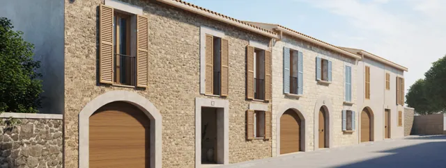 Visualisering: Fasad, radhus till salu i Campanet, Mallorca
