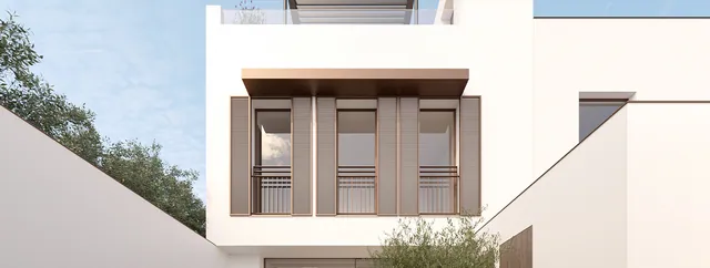 Visualisering: Fasad, radhus till salu i El Molinar, Mallorca