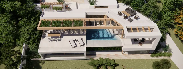 Rendering: Aerial view, Villa for sale in Costa de la Calma, Mallorca