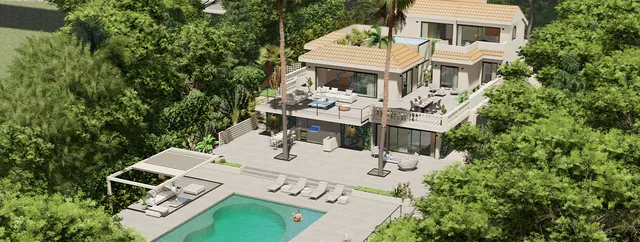 Visualisering: Flygvy, villa till salu i Costa d'en Blanes, Mallorca