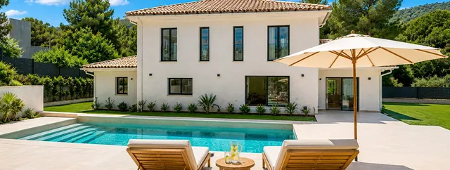 Helrenoverad lyxvilla med privat pool och trädgård