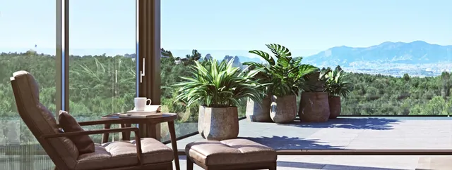 Visualisering: Terrass med bergsutsikt, villa till salu i Son Gual, Mallorca