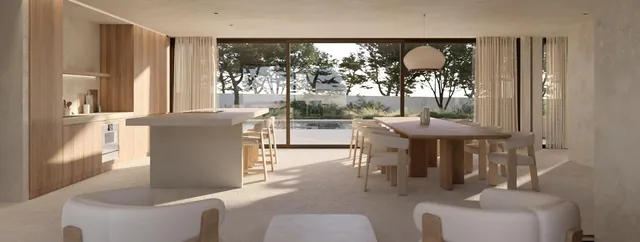 Visualisering: Vardagsrum och matplats, villa till salu i Son Gual, Mallorca