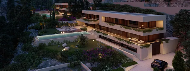 Visualisering: Exteriör i skymningen, villa till salu i Son Vida, Mallorca