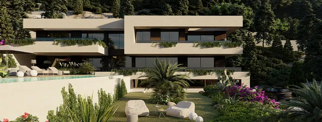 Visualisering: Exteriör i skymningen, villa till salu i Son Vida, Mallorca