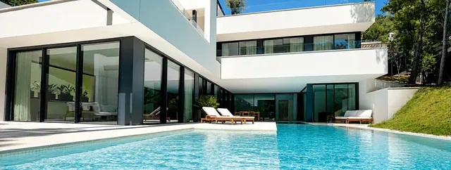 Exklusiv villa i Son Vida, Mallorca, med modern arkitektur, privat pool och anlagd Medelhavsträdgård